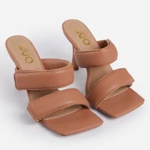 Padded Strap Square Toe Mule Heel